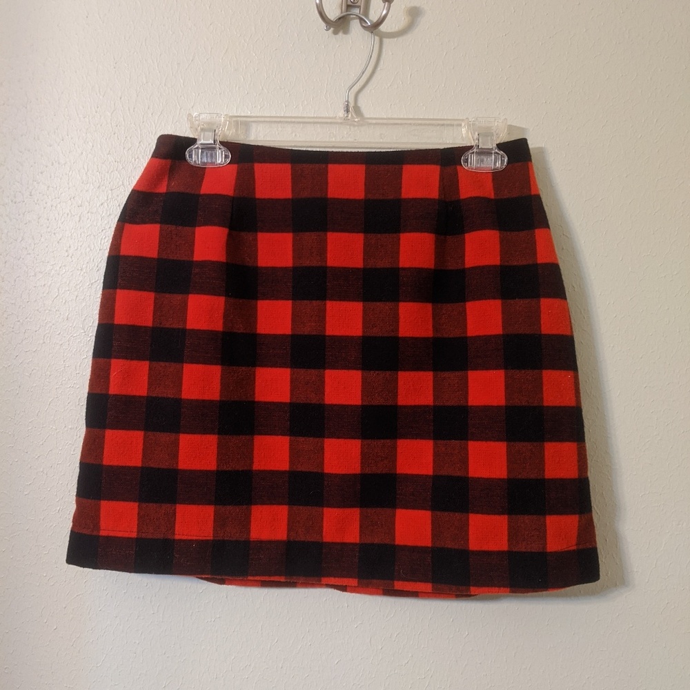 Red and black buffalo plaid skirt